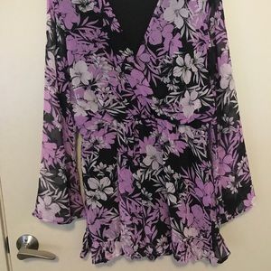 Charlotte Russe black & purple floral romper